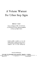 A Volume Warrant for Urban Stop Signs