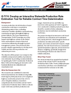 Develop an Interactive Statewide Production Rate Estimation Tool for Reliable Contract Time Determination Project Summary Report