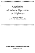 Regulation of Vehicle Operation on Highways