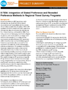 Integration of Stated Preference and Revealed Preference Methods in Regional Travel Survey Programs Project Summary