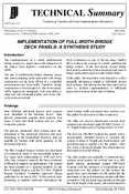 Implementation of FullWidth Bridge Deck Panels A Synthesis Study Technical Summary