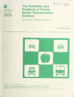 The Potentials and Problems of Private Sector Transportation Services Activities in the New York Region