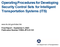 Operating Procedures for Developing Security Control Sets for Intelligent Transportation Systems ITS
