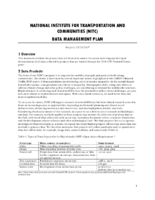 National Institute For Transportation And Communities NITC Data Management Plan