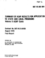 Summary of ASAP Results for Application to State and Local Programs Volume II  ASAP Costs