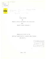 Final Report on Transit System Performance and Evaluation and Transit Market Research Performed as Part of the Unified Transportation Planning Work Program for FY1977