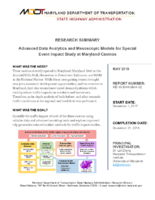 Advanced Data Analytics and Mesoscopic Models for Special Event Impact Study at Maryland Casinos Research Summary