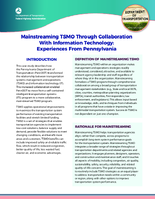 Mainstreaming TSMO Through Collaboration With Information Technology Experiences From Pennsylvania