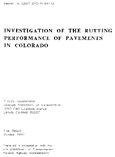 Investigation of the Rutting Performance of Pavements in Colorado