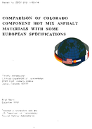 Comparison of Colorado Component Hot Mix Asphalt Materials With Some European Specifications
