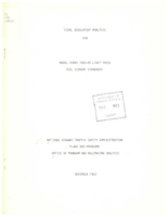 Final Regulatory Analysis for Model Years 198385 Light Truck Fuel Economy Standards