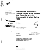 Statistics on Aircraft Gas Turbine Engine Rotor Failures That Occurred in US Commercial Aviation During 1982