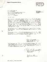 Letter to Regional Manager Urban Mass Transportation Administration from Chairman Board of Directors Regional Transportation District