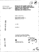 Effects of Sleep Loss on Vestibular Response during Simple and Complex Vestibular Stimulation