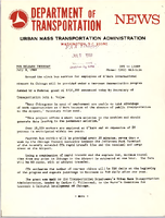 Department of Transportation News Urban Mass Transportation Administration DOT15569