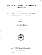 Development of the UltraHighFrequency Radio Range Part II Testing of the UltraHighFrequency Radio Ranges on Towers