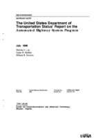 The United States Department Of Transportation Status Report On The Automated Highway System Program