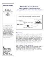 Summary Report Presenting Hazardous Warning Information To Drivers Using An Advanced Traveler Information System