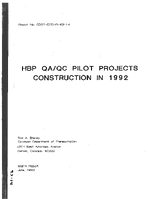 Interim Report for the Hot Bituminous Pavement QAQC Pilot Projects Constructed in 1992