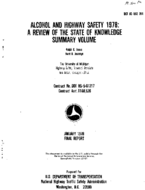 Alcohol and Highway Safety 1978 A Review of the State of Knowledge Summary Volume HS803764
