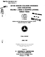 Active Beacon Collision Avoidance Logic Evaluation Volume 1 Mode C Equipped ATCRBS Threat Phase