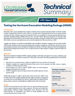 Testing the Hurricane Evacuation Modeling Package HEMP Summary