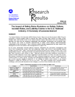 The impact of safety rules revisions on safety culture incident rates and liability claims in the US railroad industry  a summary of lessionslearned