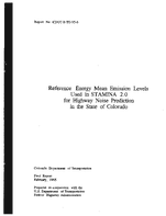 Reference Energy Mean Emission Levels Used in STAMINA 20 for Highway Noise Prediction in the State of Colorado