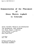Demonstration of the Placement of Stone Matrix Asphalt in Colorado