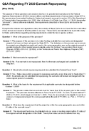 QA Regarding FY 2020 Earmark Repurposing