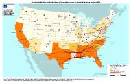 Estimated FAF Flow for Trucks Passing Through Louisiana on National Highway System 2050