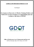 Development of Innovative  Effective Training Modules and Methods for Pavement Designers for Rapid Deployment and Continuous Operation of MDPDG