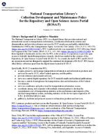 National Transportation Librarys Collection Development and Maintenance Policy for the Repository and Open Science Access Portal ROSA P