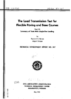 The Load Transmission Test For Flexible Paving and Base Courses Part VI Summary of Tests With SingleTire Loading