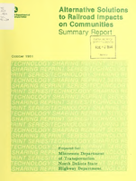 Alternative Solutions to Railroad Impacts on Communities Summary Report