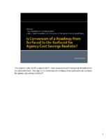 Is Conversion of a Roadway from Surfaced to Unsurfaced for Agency Cost Savings Realistic Workshop materials