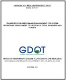 Transportation Performance Management for System Operations Development of Processes Tools Measures and Targets