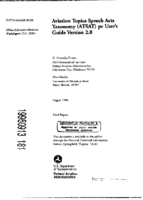 Aviation Topics Speech Acts Taxonomy ATSAT PC Users Guide Version 20