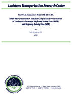 SHSPHSP Crosswalk A Tabular Comparative Presentation of Louisianas Strategic Highway Safety Plan SHSP and Highway Safety Plan HSP