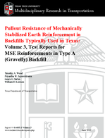 Pullout Resistance of Mechanically Stabilized Earth Reinforcement in Backfills Typically Used in Texas Volume 3 Test Reports for MSE Reinforcements in Type A Gravelly Backfill