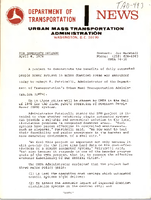 Department of Transportation News Urban Mass Transportation Administration UMTA 7630