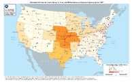 Estimated FAF Flow for Trucks Going To From and Within Kansas on National Highway System 2017