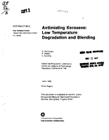 Antimisting Kerosene Low Temperature Degradation and Blending