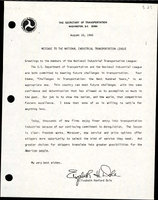 Message to the National Industrial Transportation League