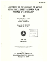An Assessment of the Adequacy of NHTSAs Motor Vehicle Safety Research Plan Findings of a Workshop