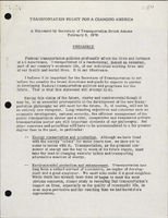 Transportation Policy for a Changing America A Statement by Secretary of Transportation Brock Adams