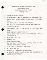 Talking Points Prepared for Secretary Dole Paula Hawkins Events