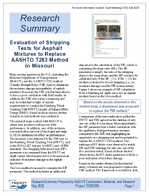 Evaluation of Stripping Tests for Asphalt Mixtures to Replace AASHTO T283 Method in Missouri Research Summary