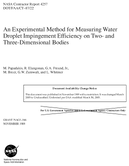 An Experimental Method for Measuring Water Droplet Impingement Efficiency on Two and ThreeDimensional Bodies