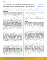 Use of Polymer Fiber to Improve Mechanical Properties Project 2462 of HMA Containing Recycled Asphalt Pavement RAP Research Brief